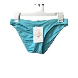 BECCA By Rebecca Virtue Hipster Bikini Bottoms Womens Small Blue Ruched Seat NWT